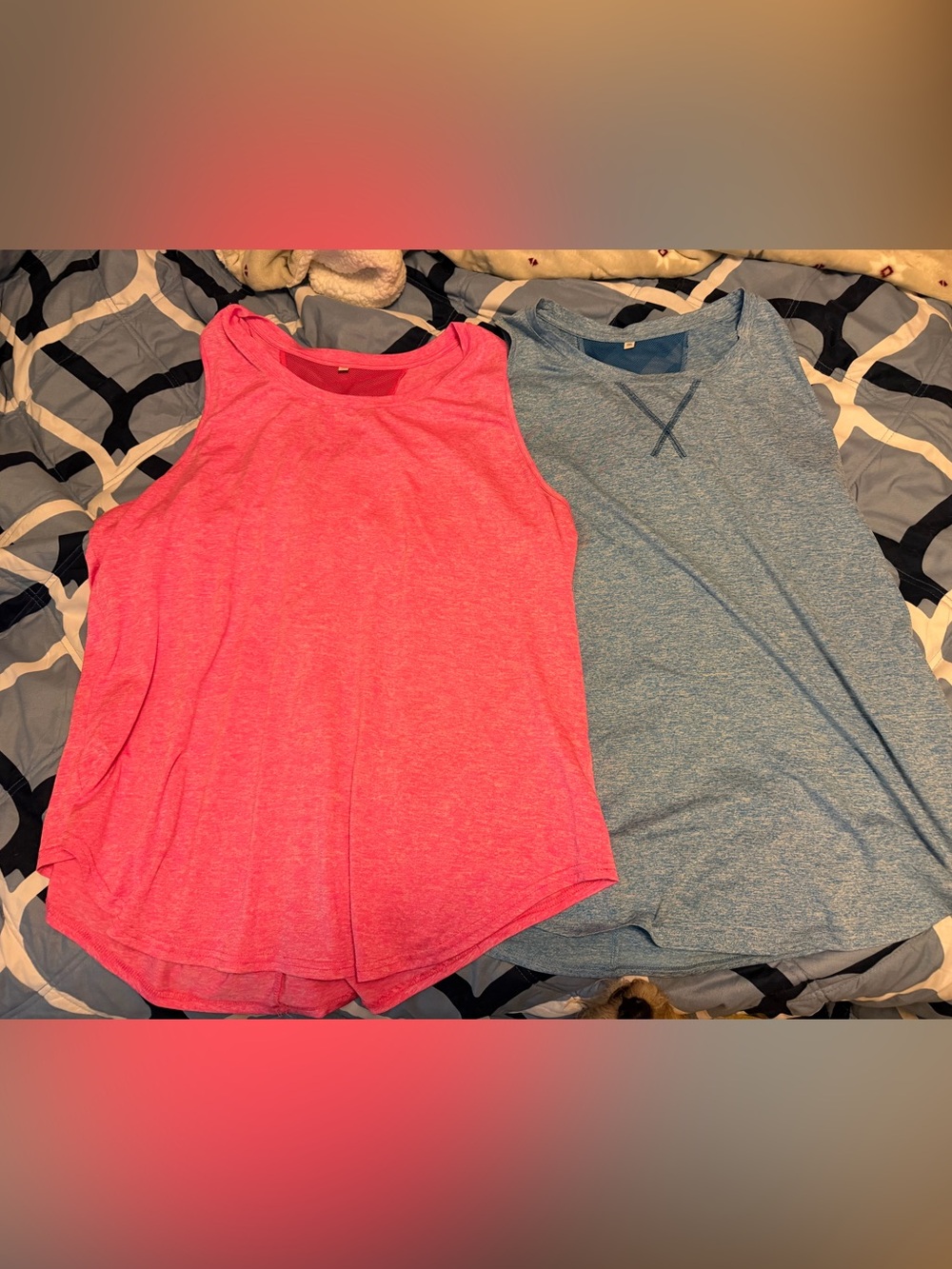 Pink and Blue Sleeveless Women’s Plus size Athletic Tanks